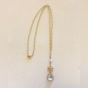 Crystal Rhinestone Drop Pendant Necklace